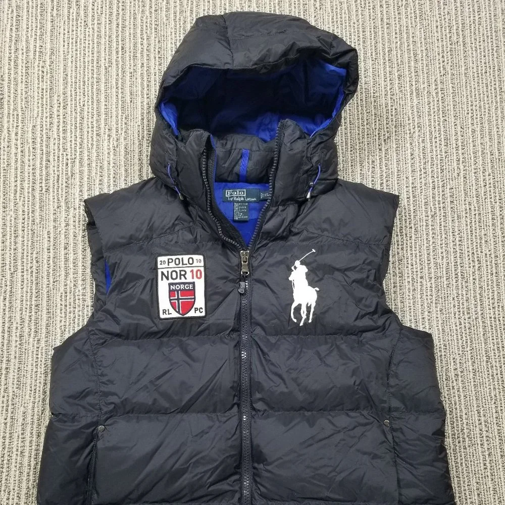 POLO Ralph Lauren USA Down Hill Alpine Big Pony Ski Down Puffer Vest Hooded XL - Picture 1 of 8